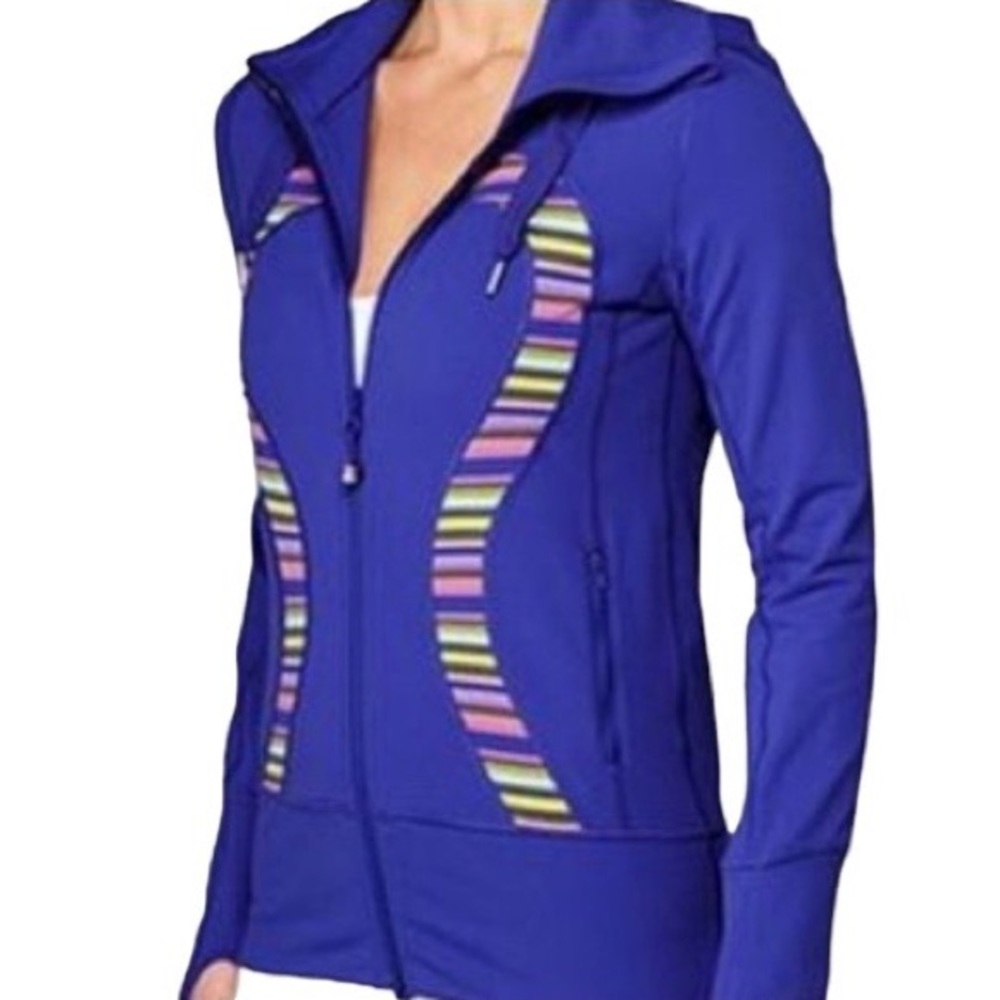 Lululemon Stride Blue Stripe Logo Hooded Jacket